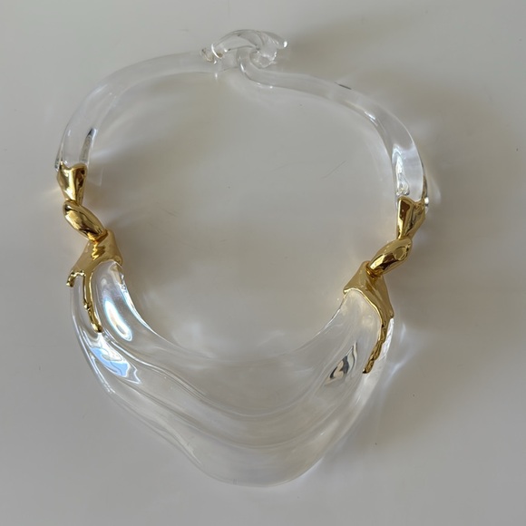 ALEXIS BITTAR Clear Liquid Lucite Ripple Collar Necklace